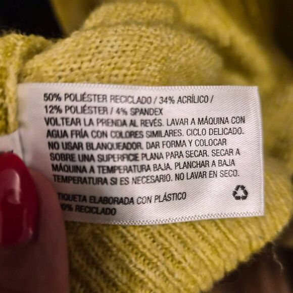 A New Day Chartreuse Sweater w/ detailing: Fun Bright Happy Statement Piece - Picture 7 of 7